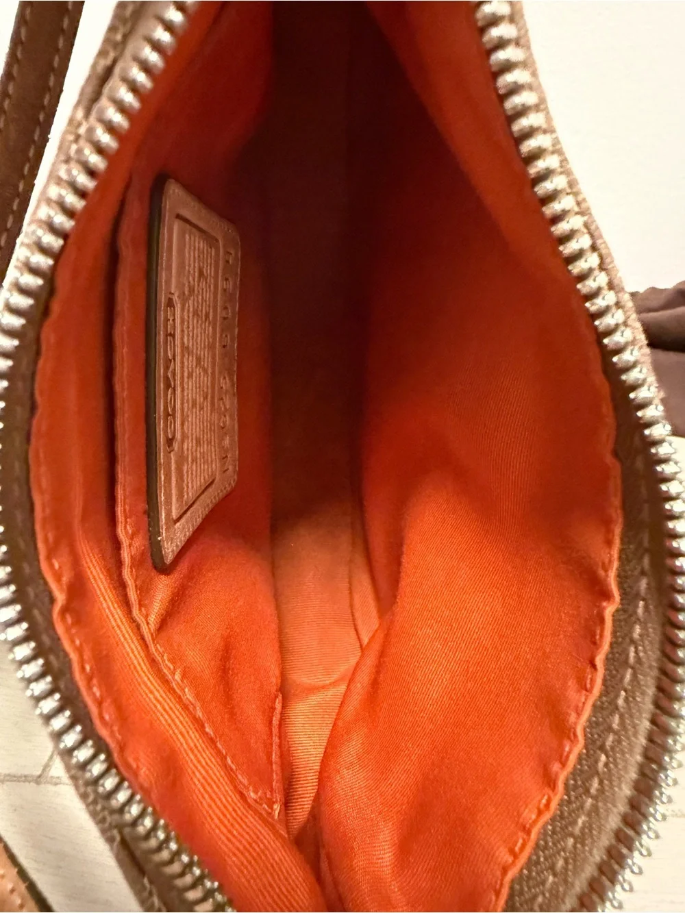 Vintage COACH Signature Canvas Demi Pouch Bag 6094 Brown Tan w/ Dust Bag